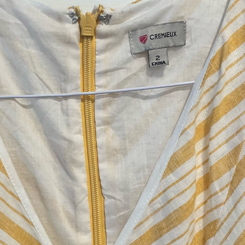 NWT Cremiuex Gold Yellow and Ivory Striped Tiered Bow Maxi Dress Size 2 - Picture 7 of 9